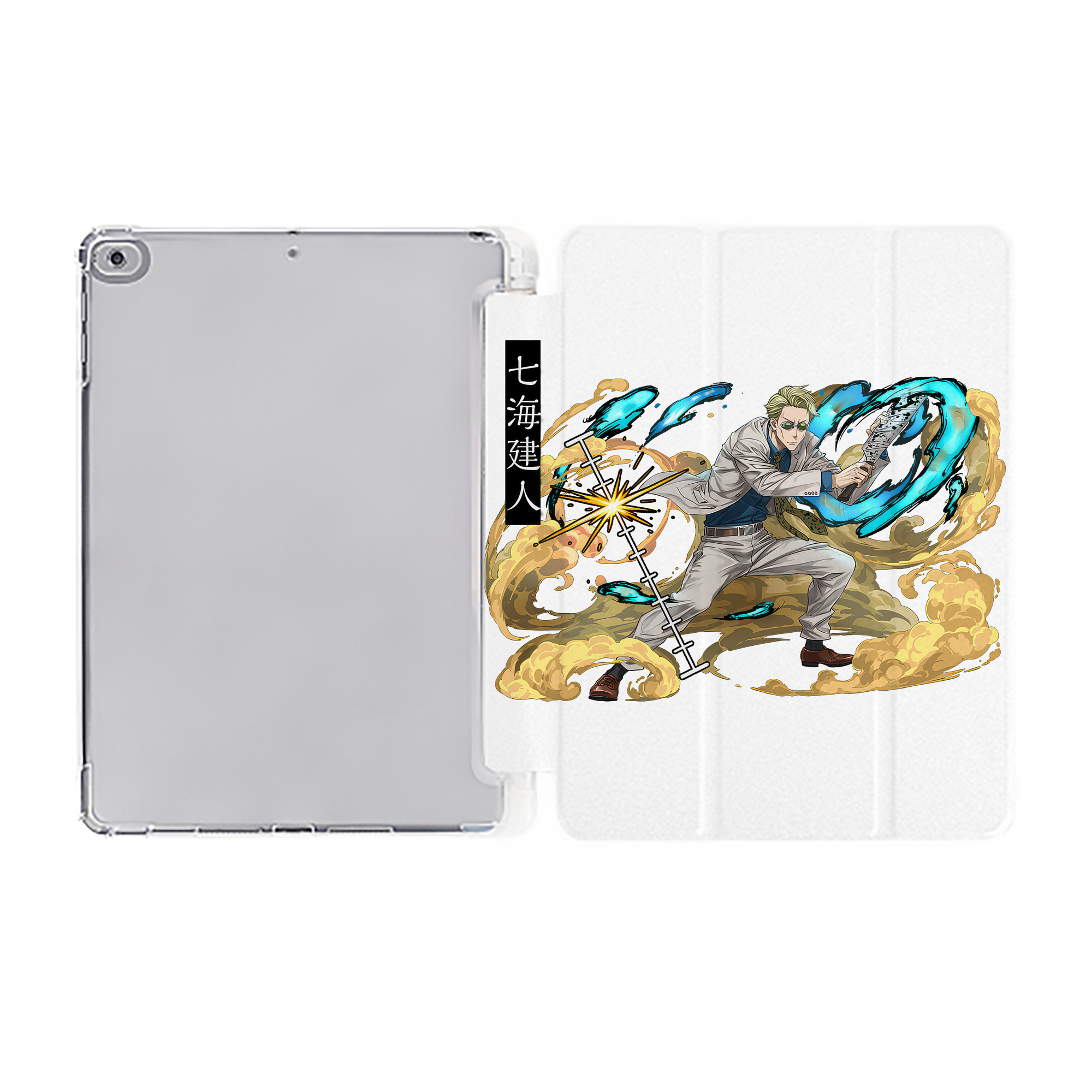 （画像用） 呪術廻戦 Jujutsu Kaisen IPad ケース ペン収納付き 三つ折りスタンド PUレザー×シリコン 対応機種9.5/10.5/10.9インチ